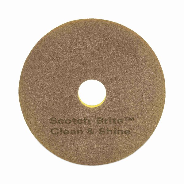 Scotch-Brite Clean and Shine Pad, 15 in. Diameter, Brown, 5PK 7100148013